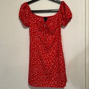 Red hearts off the shoulders dress